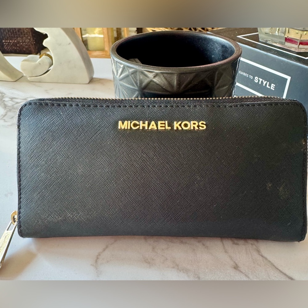 Michael Kors Black Zip-Around Wallet